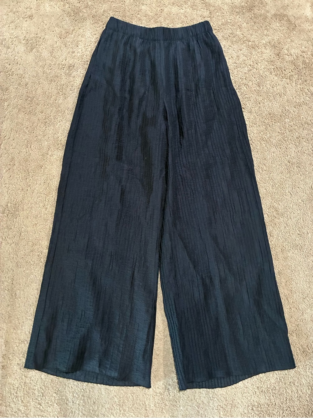 Abercrombie & Fitch Women’s Size Small Crinkle Textured Pull-On Pant Black Lined